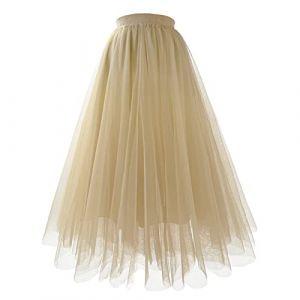 2024 Femme A-Ligne Jupe Princesse Long Jupe Tutu Tulle Petticoat Jupon Basique Irr&eacute;guli&egrave;re Pliss&eacute;e Jupe Costume de Carnaval Robe de F&ecirc;te Jupe de Danse Bulle Jupe Tutu Rockabilly Jupe Longue Femmes (⭐⭐⭐⭐⭐AEGJEGVD⭐⭐⭐⭐⭐, neuf)