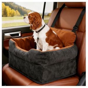 Avont Rehausseur de Si&egrave;ge Auto Chien, Panier Chien Voiture Chat avec Dossier et Sangles de S&eacute;curit&eacute;, pour Chiens de Petite et Moyenne Taille, Si&egrave;ge Sur&eacute;lev&eacute; Confortable et Lavable -Noir (Suixi Store, neuf)