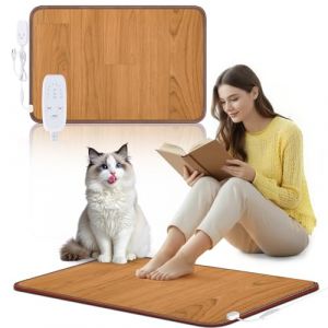 Chauffe-pieds Grand Tapis Chauffant &Eacute;lectrique pour Sol 10 Niveaux de Temp&eacute;rature Minuterie avec Arr&ecirc;t Automatique &Eacute;conome en &Eacute;nergie &Eacute;tanche pour Bureau Maison Salle d'&Eacute;tude et de Jeux 47x67CM SZ (NujorWarm, neuf)