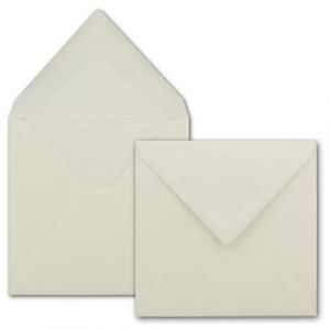 Enveloppes carr&eacute;es - 145 x 145 mm - Avec doublure en soie de 100 g/m&sup2; - Fermeture humide 100 St&uuml;ck Cr&egrave;me (GUSTAV NEUSER GmbH, neuf)