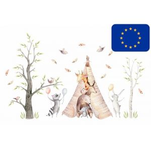 Osomhome | Sticker mural pour chambre d'enfant et de jeunes - Motif animaux de la for&ecirc;t | Autocollant mural pour chambre de gar&ccedil;on - Papier peint autocollant pour chambre d'adolescent | os3667 (osomhome, neuf)