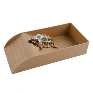 QINGYIWL Abreuvoir Tortue Terrestre, Baignoire pour Reptiles avec Rampe, Bol à Eau pour Tortue, Lézard, Amphibien (Marron, 30.5×15×6cm) (qingyixiaoxiaodian, neuf)