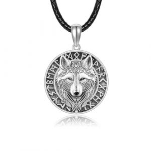 CUPENDA Collier de Loup Pendentif de Loup en Argent S925 Collier Viking pour Homme (fangyoustore, neuf)