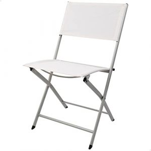 AKTIVE 61109 - Chaise de Jardin Pliante Blanche, Dimensions 46X55X81cm, Tissu Textilène Résistant, Poids Max Supporte 110 kg, Chaises Pliantes Blanches, Chaises Pliantes d'Extérieur (TradeINN, neuf)