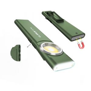 KLARUS E5 Plus Lampe de poche EDC ultra-fine, double interrupteur, triple éclairage, 650 lumens, rechargeable par USB-C, ultra-portable, avec base magnétique et clip de poche (Vert) (Klarus® EU Store, neuf)