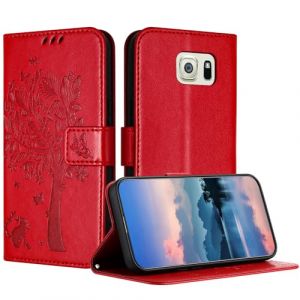 JayModCase Coque pour Samsung Galaxy S6 Edge Plus / S6 Edge+, Coque Portefeuille Housse Cuir avec Porte Cartes et béquille Fermeture magnétique Étui pour Samsung S6 Edge Plus - Rouge (HXM STORE - EU, neuf)