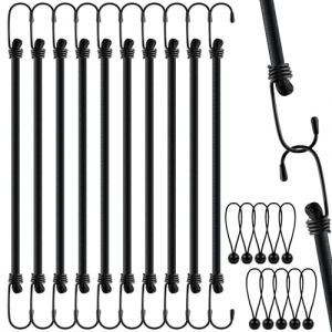 WuGU 10 Pièces Tendeurs Elastiques avec Crochets, Cordes Élastiques Tendeur Robuste 60 cm, 15cm Sandow Elastique, pour Le Transport de Charges, l'Emballage, Bagages,Camping (RYkjmndxc, neuf)