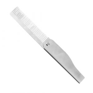 Vaguelly Peigne à Barbe Acier Inoxydable Portable Pour Coiffer Cheveux Et Moustache Avec Housse s (Bustling Xin, neuf)