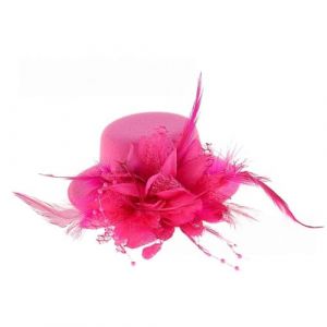 Lot de 4 mini chapeaux avec clip, petit chapeau, épingles à cheveux avec plumes et fleurs, bibi pour filles, fête à thème, carnaval, Halloween, rose rouge (Wambere, neuf)