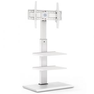 FITUEYES Meuble TV au Sol avec Base en Fer 3 &eacute;tag&egrave;res pour &eacute;cran 32 &agrave; 75 Pouces Inclinaison pivotante Hauteur r&eacute;glable Hold 40 kg Max VESA 600x400 mm Blanc FT-S3602MW (fitueyes-eu, neuf)
