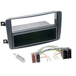 Sound-way Kit Montage Autoradio, Cadre Fa&ccedil;ade 1 DIN / 2 DIN avec Vide Poche, Cable Adaptateur Connecteur ISO, Adaptateur Antenne Compatible avec Mercedes Classe C, CLK, Viano, Vito (Selltropia, neuf)