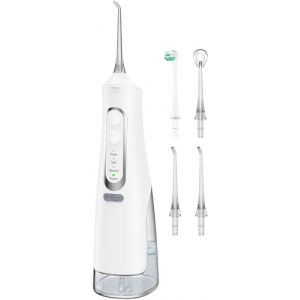 Jet Dentaire Hydropulseur Portable, Jet Dentaire Sans Fil Rechargeable avec 4 Modes Capacit&eacute; de 310 ml IPX7 &Eacute;tanche 60 Jours d'Autonomie Pour Maison et Voyage (Blanc) (WEIFR, neuf)