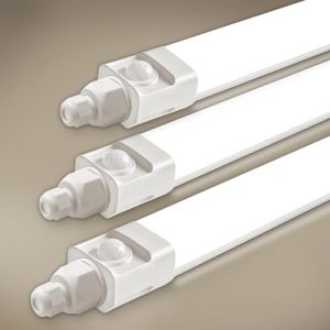 Tobeter 3 Pi&egrave;ces Neon LED 150 CM avec Detecteur de Mouvement, 45W 4500LM Tube Sensor Lampe, Linkable Luminaire Plafonnier Reglette Led, Blanc Neutre 4000K IP65 Pour Garage, Cave, Atelier, Couloir (sunanl, neuf)