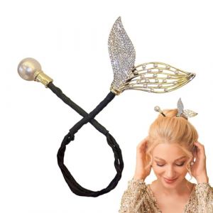 Chaies Barrette à cheveux en forme de queue de poisson - Barrette à cheveux en forme de queue de poisson pour coiffure, élégantes pinces à cheveux de style sirène en métal avec perle, pinces à cheveux (Cafedy, neuf)