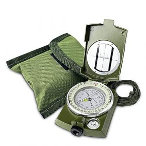 Gvolatee Boussole multifonctionnelle Militaire, Boussole Randonnée avec Sac de Transport,Boussole Professionnelle de Imperméable et étalant Navigation étanché pour Camping Hiking (ELSOBKYNADR, neuf)