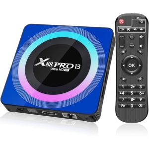 X88 Pro 13 boitier IPTV Android 13.0 TV Box, Box TV 4GB RAM 32GB ROM RK3528 Quad-Core 64bit Cortex-A53 Support 2.4/5.0GHz WiFi6 BT5.0 HD 8K 10/100M Ethernet HDMI 2.0 Android TV Box (TV Stick, neuf)