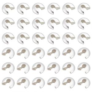 PandaHall - Lot de 100 Caches Perles ecraser en Laiton Couleur Argente 4mm (PandaHall FR, neuf)