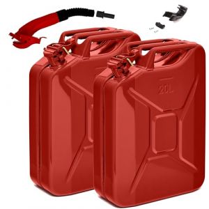 BW&reg; Jerrican en m&eacute;tal pour carburant - 2 x 20 l - Avec bec verseur - Rouge - RAL 3000 - Certifi&eacute; T&Uuml;V et homologation ONU - Fabriqu&eacute; en Europe (let's build brands, neuf)