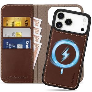 Shieldon &Eacute;tui D&eacute;tachable Cuir V&eacute;ritable pour iPhone 17 Pro Max 6,9 Pouces 5G 2025, Coque Portefeuille 2 en 1, Housse &agrave; Rabat en Cuir [RFID Blocage] Wallet Case Etui - Caf&eacute; R&eacute;tro (TG-Global FR, neuf)