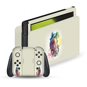 Head Case Designs sous Licence Officielle Mark Ashkenazi Cheval Mix Art Vinyle Autocollant De Jeu Peau Autocollant Couverture Compatible avec Nintendo Switch OLED Bundle (eCell, neuf)