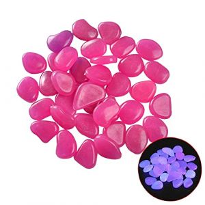 MacroHu 50pcs Multicolore Galets Jardin Pierres de Jardin Lumineuses Pierres Décoratives pour Jardin Galets Decoratif Fluorescent Galet Cailloux Jardin Exterieur Pierres Aquarium- Violet Foncé (HuDD, neuf)