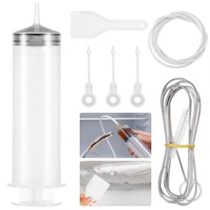 Outil de Nettoyage Réfrigérateur, Outil de Vidange Réfrigérateur, Kit de Nettoyage de Réfrigérateur, Frigo Outils de Nettoyage avec Tuyau, Pelle de Dégivrage, Seringue, Bouchons de Trou (7PCS) (STOREMOSELLI, neuf)
