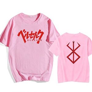MR.YATCLS Berserk Tshirt - Anime Japonais Manga Berserk Logo T-Shirt Imprimé Unisexe - Anime Cosplay Costume Col Rond Manches Courtes Tee Hommes/Femmes (AccB Fr, neuf)
