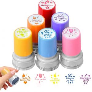 8PCS Tampons Enseignants Fran&ccedil;ais, Tampon Encreur Enseignant Fran&ccedil;ais, Tampon Encreur pour Enfant avec Bo&icirc;te, TamponMaitresse d&eacute;cole pour Cadeau Professeur et Encourager &Eacute;l&egrave;ves, (Fran&ccedil;ais 6 pcs) (YAOZHIRONGIOASPD, neuf)