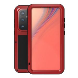 LOVE MEI pour Samsung Galaxy S24 FE Coque, Outdoor Heavy Duty Aluminium M&eacute;tal Coque Antichoc Anti-poussi&egrave;re Bumper &eacute;tui de Protection Complet du Corps avec Verre tremp&eacute; pour Galaxy S24 FE (Rouge) (YiMi store, neuf)