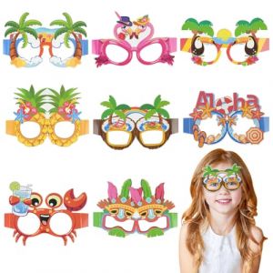 Ainiv 8 Paires Lunettes de F&ecirc;te Hawa&iuml;ennes, Lunettes Fantaisie en Papier pour F&ecirc;te sur la Plage et la Piscine, Accessoires de D&eacute;guisement Tropical, D&eacute;coration de F&ecirc;te Hawaii pour Adultes et Enfants (HUAYOTO, neuf)