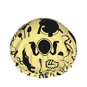 Femmes Réutilisable Stretch Hem Cheveux Chapeau Ancien Soldat Égyptien Ankh DoubleWaterproof Bonnet De Douche Bonnet De Bain (HuangZhongL, neuf)
