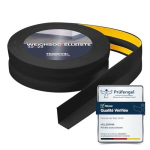 HOLZBRINK Plinthe souple autoadh&eacute;sive PVC 32x23mm, 50 m (2x25m) | Plinthe pour finition plan de travail, meubles cuisine | Lame PVC adhesive | Couleur: Noir (Jumbo-Shop, neuf)