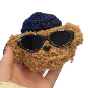 QoKcoahn - Mignonne coque en peluche de dessin anim&eacute; pour AirPods 4 4&egrave;me g&eacute;n&eacute;ration, housse douce en silicone 3D avec motif kawaii, peluche teckel lunettes moelleuses, porte-cl&eacute;s, cool, dr&ocirc;le pour (ShinOya, neuf)