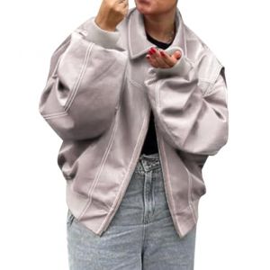 ORANDESIGNE Veste de Motard Surdimensionn&eacute;e en Similicuir pour Femme Leather Blazer Manteau Fermeture &eacute;clair Oversize Jacket Veste Bomber en Cuir F Arm&eacute;e Verte M (Wowmart Zoo X., neuf)