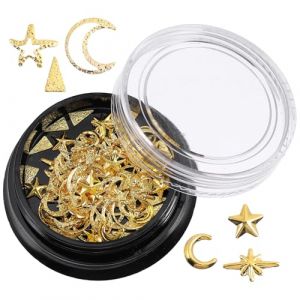 HOMOCONO 1 bo&icirc;te Bo&icirc;te de Charms Ongles &Eacute;toile et Lune Alliage Dor&eacute; pour Nail Art DIY Paillettes D&eacute;coratives avec Bo&icirc;te de Rangement Accessoires Manucure pour Cr&eacute;ations Personnalis&eacute;es (FFanR, neuf)