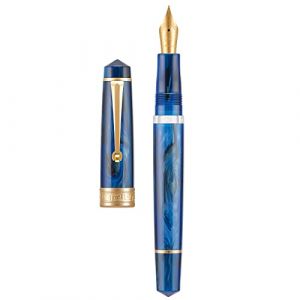 Asvine Stylo-plume P20 Piston en résine bleu galanxy, pointe moyenne iridium, garniture dorée, collection Writer lisse avec étui 1 Unité (Lot de 1) (Eorfa Direct, neuf)