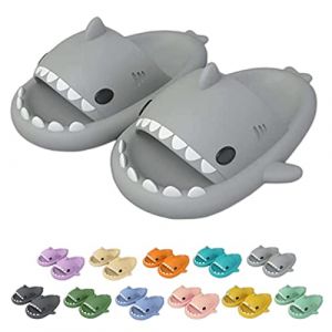 Hoomall Shark Slippers Shark Cloud Slippers Femme Homme Casual Pantoufles De Requin à Bout Ouvert Anti-Slip Novelty Open Toe Slides for Women Men Adult 2022 Eté Beach Shoes(Gris,36/37 EU) (Moon UK, neuf)