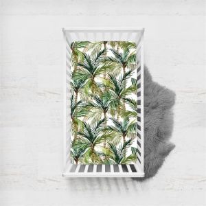 Odot Drap Housse pour Lit Bébé en Microfibre Doux Respirant, Drap Housses Enfant Imprimé Feuilles de Palmier Tropical Protège Matelas pour Berceau, Couffin et Nacelle (Jungle,65x95cm) (Odot, neuf)