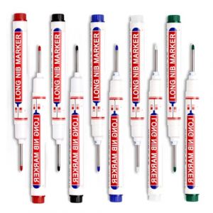 KEQAR 10 résistants à l'eau, séchage rapide, trous profonds, stylo de charpentier, indélébile, chantier, bricolage pour bois, mur, métal, béton, carrelage, plastique (rouge, bleu, vert, noir, blanc) (APENGPENG, neuf)