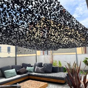 Filet de Camouflage Militaire Renforc&eacute; Noir | Haut de Gamme | Protection Solaire & Voile d'Ombrage Anti-UV Terrasse Pergola Jardin Chasse Airsoft Rideau D&eacute;co R&eacute;sistant Durable 3x4 3x5 (Zephyr osc, neuf)
