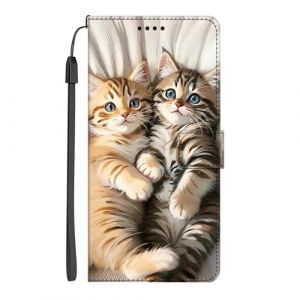 EuoDuo Coque pour Honor X8a &Eacute;tui Rabattable Motif Couple de Chats Housse Portefeuille en Cuir PU T&eacute;l&eacute;phone Portable Folio Case avec Porte-Carte Magn&eacute;tique Protection (VLQI, neuf)