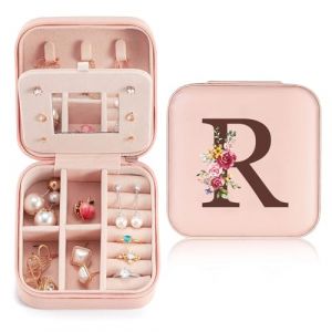 Sinekong Bo&icirc;te &agrave; Bijoux avec Lettre Initiale R Petit Boite a Bijoux Femme avec Miroir Boite &agrave; Bijoux de Voyage Coffret &agrave; Bijoux en Cuir PU pour Femme et Fille Cadeau pour Mariage Anniversaire No&euml;l (palasasa, neuf)