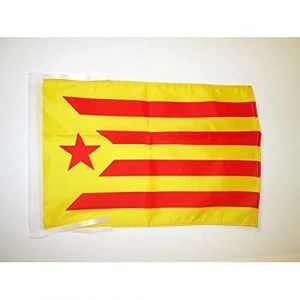 AZ FLAG - Drapeau Catalogne Estelada Vermella - 45x30 cm - Pavillon Catalan Indépendentiste - Cataluña Groga 100% Polyester Avec Deux Cordelettes - 20g (AZ-FLAG, neuf)