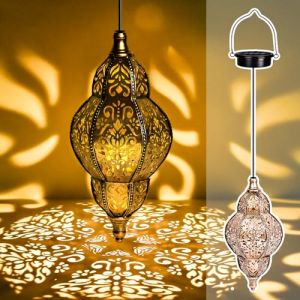 IEEILULU Lanterne Solaire Exterieur Jardin, Marocaine Lanterne Solaire Décorative, IP44 Étanche Résistantes aux Intempéries, Lampe Solaire Suspendue pour Jardin, Terrasse, Balcon (B) (Davidboy Etrade Kft., neuf)