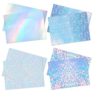 Lot de 8 feuilles d&rsquo;autocollants,Papier Autocollant Holographique, Papier Transparent,format A4, 4 styles(Point, &Eacute;toile,fragments, arc-en-ciel),pour les photos (GZLIMANDZ-SHOP, neuf)