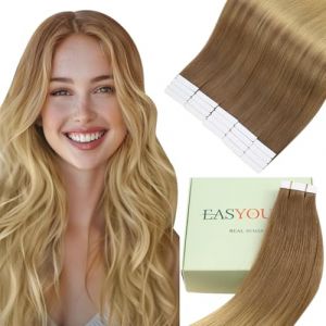Easyouth Extension Adhesive Invisible Cheveux Naturel Blond Balayage Adhesive Cheveux Extension Remy Ombre Brun Doré à Blond Doré Extension Cheveux Humain Adhesif Droit 45 cm 40g 20Pcs (Easyouth Hair, neuf)
