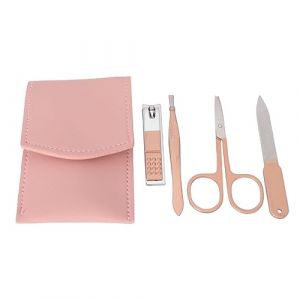 VICASKY Kit De Manucure En Acier Inoxydable 4 Pi&egrave;ces Rose Dor&eacute; Coupe-ongles Lime &agrave; Ongles Ciseaux &agrave; Sourcils Avec &Eacute;tui Portable Pour Femme Usage Quotidien Voyage (Micanties, neuf)