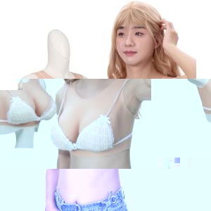 Peikey Faux Sein Silicone Travesti, [Version Col Rond] Fausse Poitrine Bust en Silicone réaliste avec Soutien-Gorge Approprié, pour Drag Queens, Cosplay, Bonnet G Blanc avec Coton Léger (Peikey Store FR, neuf)