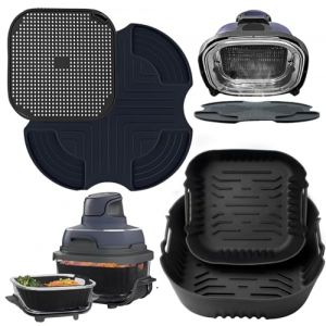 Convient pour les accessoires de machine Ninja Crispi Air Fryer - Doublure en silicone - Coussinets chauds - Filet anti-éclaboussures - Lot de 3 pièces compatibles avec les accessoires Ninja Crispi (SUNATTY, neuf)