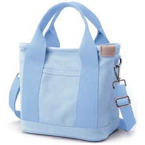 Halemet Petit sac fourre-tout avec fermeture &eacute;clair pour femme - Sac &agrave; bandouli&egrave;re en toile - Cartable - Sac besace 2023, bleu clair, Small (HuangYaZhou00145, neuf)